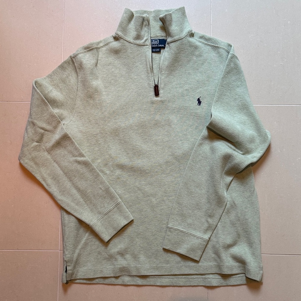 Polo by Ralph Lauren Men's Light Green Zip-Up Sweater